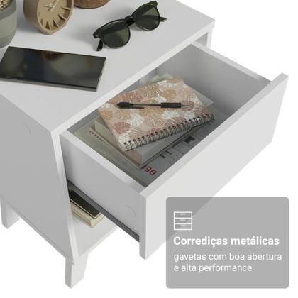 Imagem de Mesa de Cabeceira Branca com 1 Gaveta 3235 Madesa