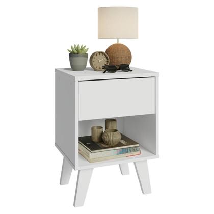 Imagem de Mesa de Cabeceira Branca com 1 Gaveta 3235 Madesa