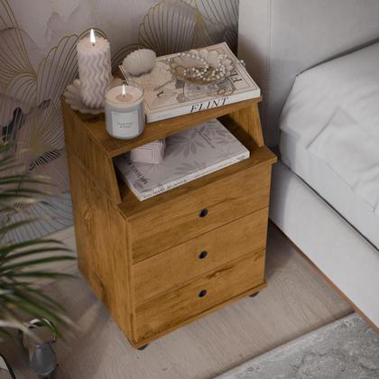Imagem de Mesa De Cabeceira Cama Casal Retrô Com Gaveta Madeira Pequena