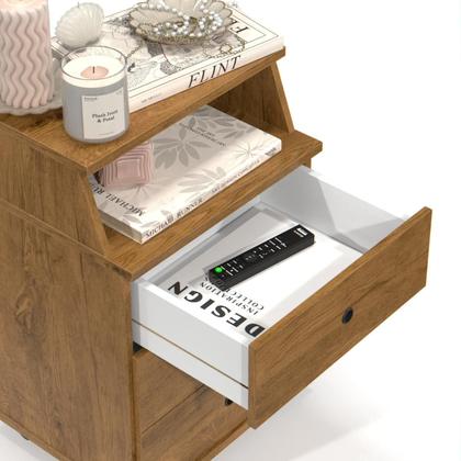 Imagem de Mesa De Cabeceira Cama Casal Retrô Com Gaveta Madeira Pequena