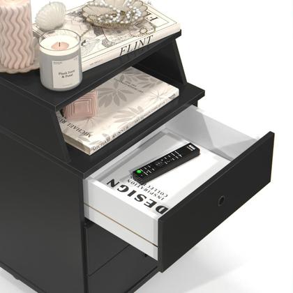 Imagem de Mesa De Cabeceira Cama Casal Retrô Com Gaveta Madeira Pequena