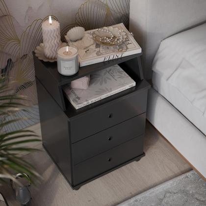 Imagem de Mesa De Cabeceira Cama Casal Retrô Com Gaveta Madeira Pequena