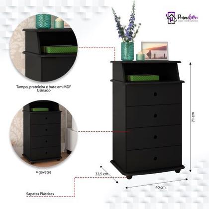 Imagem de Mesa de Cabeceira Cama Quarto 4 Gavetas Com Nicho