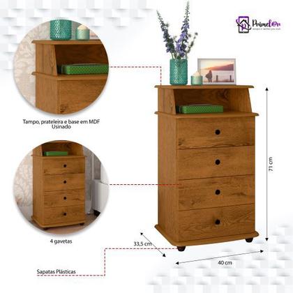 Imagem de Mesa de Cabeceira Cama Quarto 4 Gavetas Com Nicho