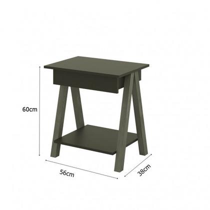 Imagem de Mesa De Cabeceira Cama Quarto Mini Aparador Hall de Entrada Cavalete com 1 Gaveta Finger - Branco