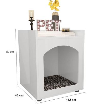 Imagem de Mesa de Cabeceira Casinha de Cachorro/Gato PET Branco Ofertamo
