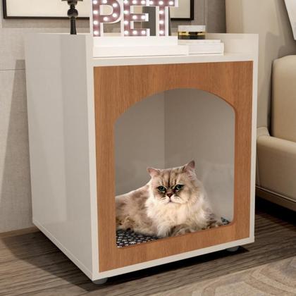 Imagem de Mesa de Cabeceira Casinha Pet Wilson Off White Freijo 