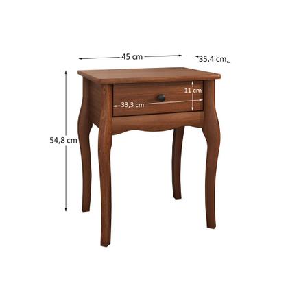 Imagem de Mesa de Cabeceira Classica Pés Cabriolet 1 Gaveta Castanho Leone