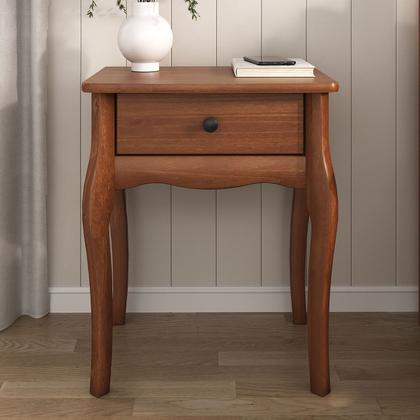 Imagem de Mesa de Cabeceira Classica Pés Cabriolet 1 Gaveta Castanho Leone