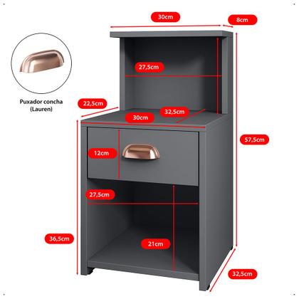 Imagem de Mesa de Cabeceira Cléo Criado Com Gaveta e Nicho Para Quarto Cama Box