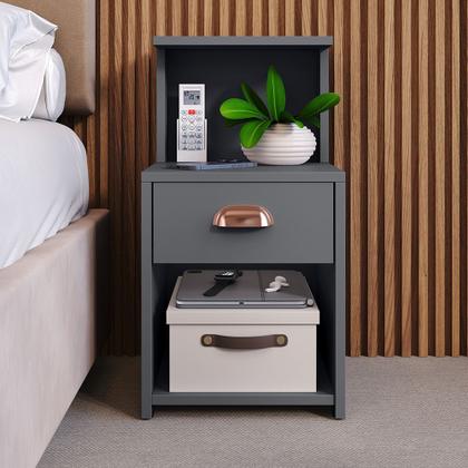 Imagem de Mesa de Cabeceira Cléo Criado Com Gaveta e Nicho Para Quarto Cama Box