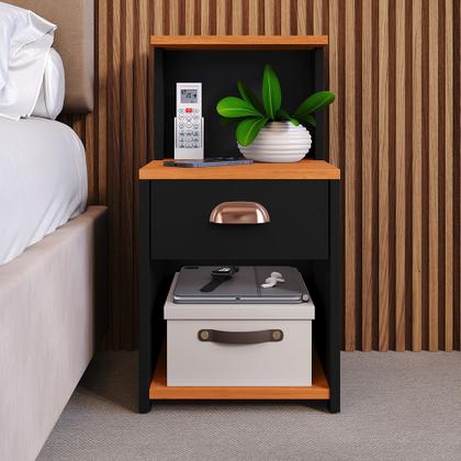 Imagem de Mesa de Cabeceira Cléo Criado Com Gaveta e Nicho Para Quarto Cama Box