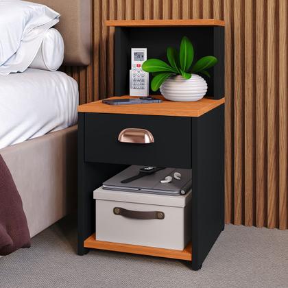 Imagem de Mesa de Cabeceira Cléo Criado Com Gaveta e Nicho Para Quarto Cama Box