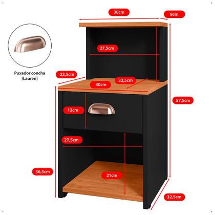 Imagem de Mesa de Cabeceira Cléo Criado Com Gaveta e Nicho Para Quarto Cama Box