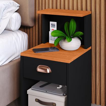 Imagem de Mesa de Cabeceira Cléo Criado Com Gaveta e Nicho Para Quarto Cama Box