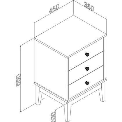 Imagem de Mesa de Cabeceira - Colonial 450cm X 660cm X 380cm 3 Gavetas
