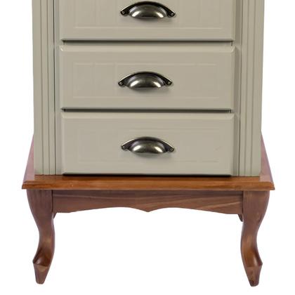 Imagem de Mesa de Cabeceira Colonial com 4 Gavetas Entalhadas, Puxadores Concha e Pés Luiz XV - Verde Chá com tampo e base Imbuia Glazer