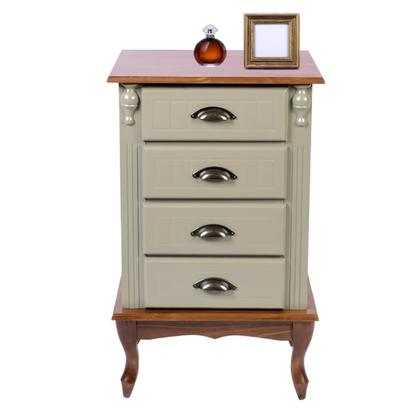 Imagem de Mesa de Cabeceira Colonial com 4 Gavetas Entalhadas, Puxadores Concha e Pés Luiz XV - Verde Chá com tampo e base Imbuia Glazer