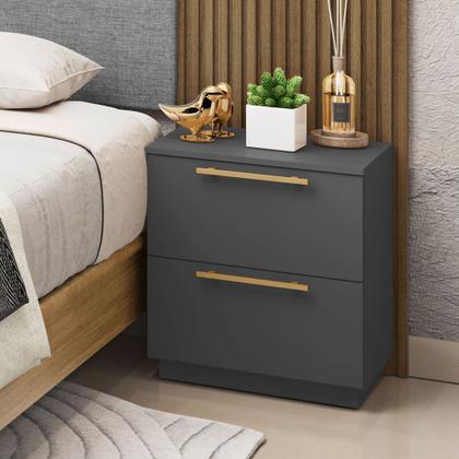 Imagem de Mesa de Cabeceira com 02 Gavetas Sevilha Preto Fosco - Pallazio