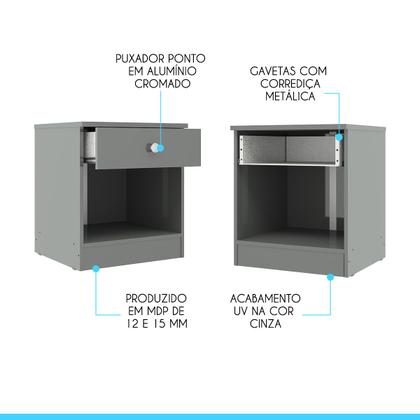 Imagem de Mesa de Cabeceira com 1 Gaveta 40x45cm London Cinza 6500