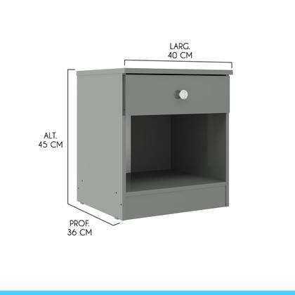 Imagem de Mesa de Cabeceira com 1 Gaveta 40x45cm London Cinza 6500