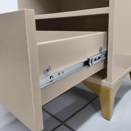 Imagem de Mesa de Cabeceira Com 1 Gaveta Corrediça Telescópica Nicho Base em Aço LH Móveis