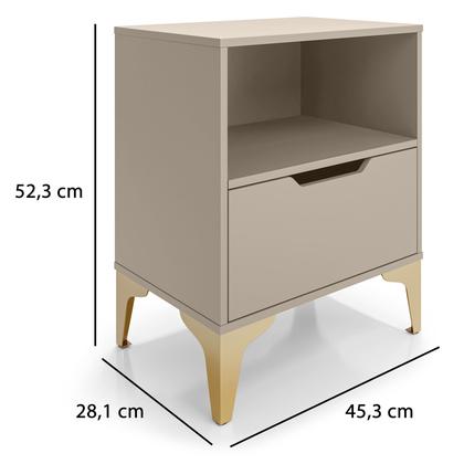 Imagem de Mesa de Cabeceira Com 1 Gaveta Corrediça Telescópica Nicho Base em Aço LH Móveis