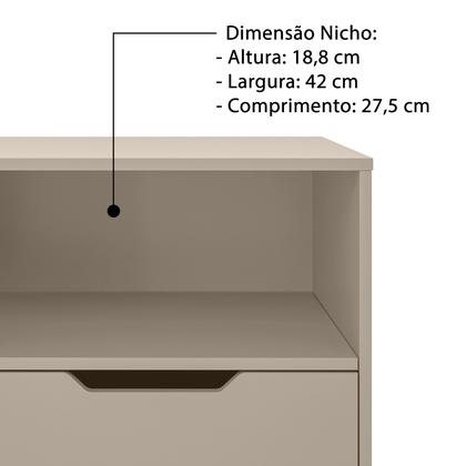 Imagem de Mesa de Cabeceira Com 1 Gaveta Corrediça Telescópica Nicho Base em Aço LH Móveis