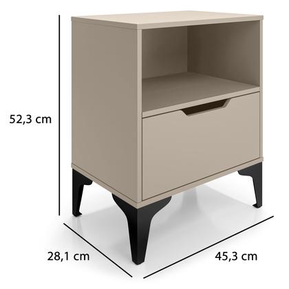 Imagem de Mesa de Cabeceira Com 1 Gaveta Corrediça Telescópica Nicho Base em Aço LH Móveis