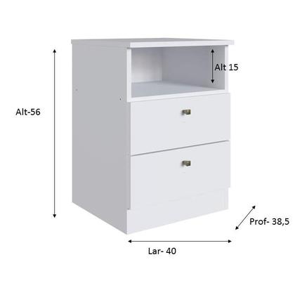 Imagem de Mesa de Cabeceira com 2 Gavetas 39,8cm 0187 Irlanda Genialflex