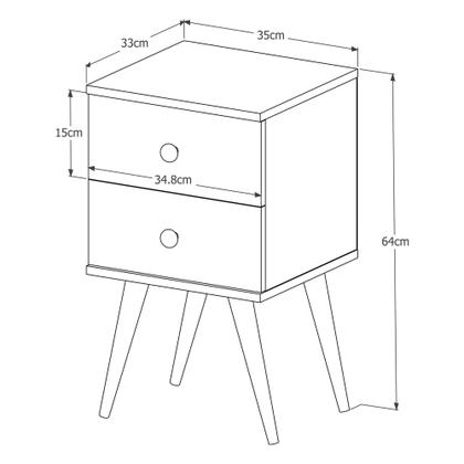 Imagem de Mesa De Cabeceira com 2 gavetas e pé retrô 30cm - Nature/Branco - Candy - Mania de Móveis