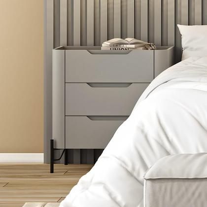 Imagem de Mesa de Cabeceira com 3 Gavetas 70cm Pés em Metal 100% MDF