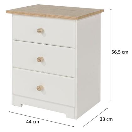 Imagem de Mesa de Cabeceira com 3 Gavetas Creme