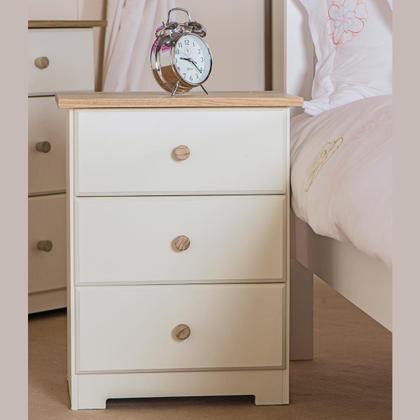 Imagem de Mesa de Cabeceira com 3 Gavetas Creme