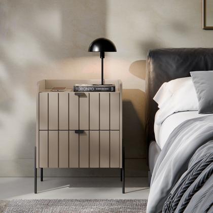 Imagem de mesa de cabeceira com gaveta conect para quarto moriah 45cm MDF pés de ferro estilo industrial Design Moderno