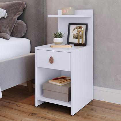 Imagem de Mesa de Cabeceira com Gaveta e Prateleira Criado Quarto Mudo Box Boss