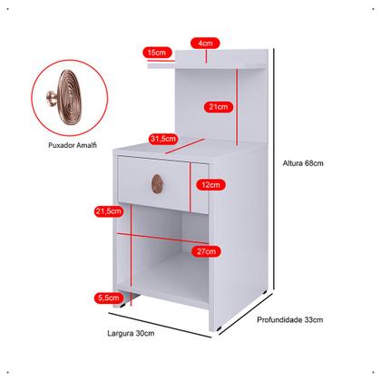 Imagem de Mesa de Cabeceira com Gaveta e Prateleira Criado Quarto Mudo Box Boss