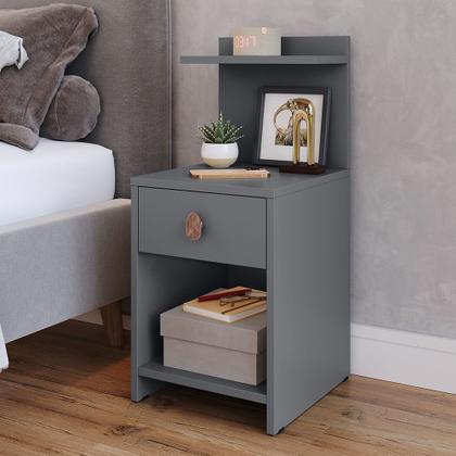 Imagem de Mesa de Cabeceira com Gaveta e Prateleira Criado Quarto Mudo Box Boss