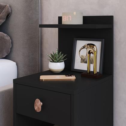 Imagem de Mesa de Cabeceira com Gaveta e Prateleira Criado Quarto Mudo Box Boss