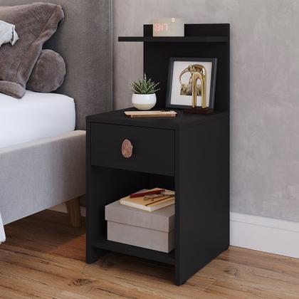 Imagem de Mesa de Cabeceira com Gaveta e Prateleira Criado Quarto Mudo Box Boss