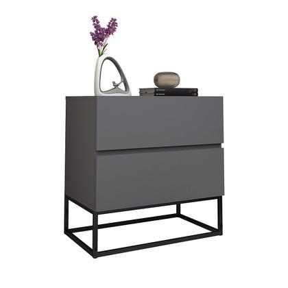 Imagem de Mesa de Cabeceira Com Gaveta Moderna Eros 45cm Estilo Industrial Base de Ferro Preto