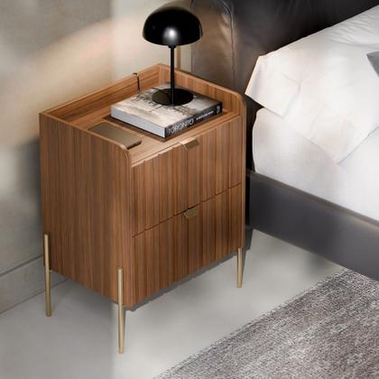 Imagem de mesa de cabeceira com gavetas moriah 45cm MDF com pés dourado industrial para quarto cama de casal