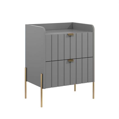 Imagem de mesa de cabeceira com gavetas moriah 45cm MDF com pés dourado industrial para quarto cama de casal