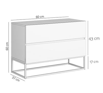 Imagem de Mesa de Cabeceira Com Pé de Ferro Dourado 2 Gavetas Espaçosas Eros 60cm Para Quarto Cama Casal Grande