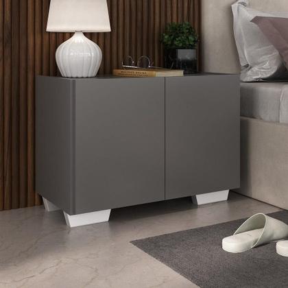 Imagem de Mesa De Cabeceira Com Pés 2 Portas Multimóveis Mp4134 Grafite/branca Grafite/branco