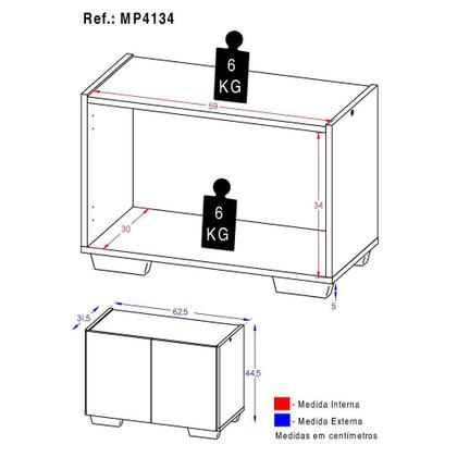 Imagem de Mesa de Cabeceira com Pés 2 Portas Multimóveis MP4134