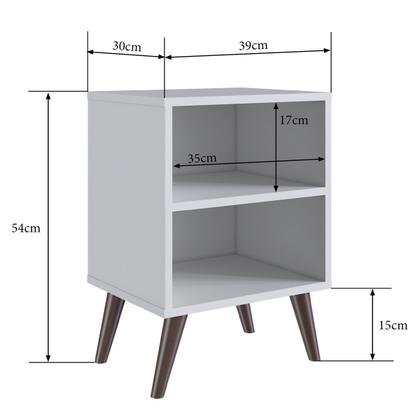 Imagem de Mesa de Cabeceira com Prateleira Branca Completa Móveis