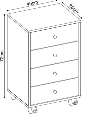 Imagem de Mesa de Cabeceira com rodízios 4 gavetas Presence Demóbile