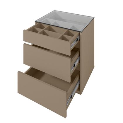 Imagem de Mesa de Cabeceira com Tampo de Vidro 3 Gavetas Belize Casa D