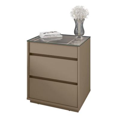 Imagem de Mesa de Cabeceira com Tampo de Vidro 3 Gavetas Belize Casa D